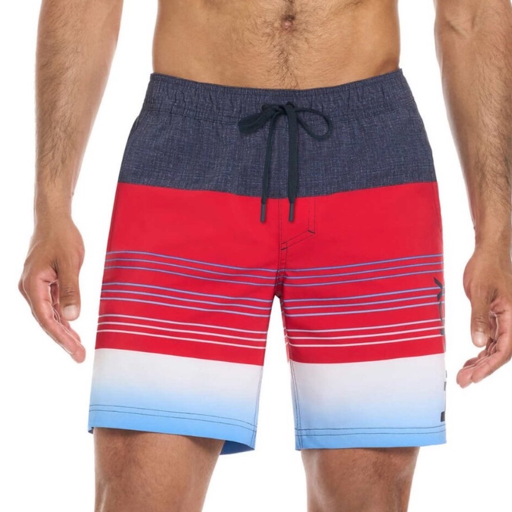 HURLEY Men's Red and Blue Swim Shorts S